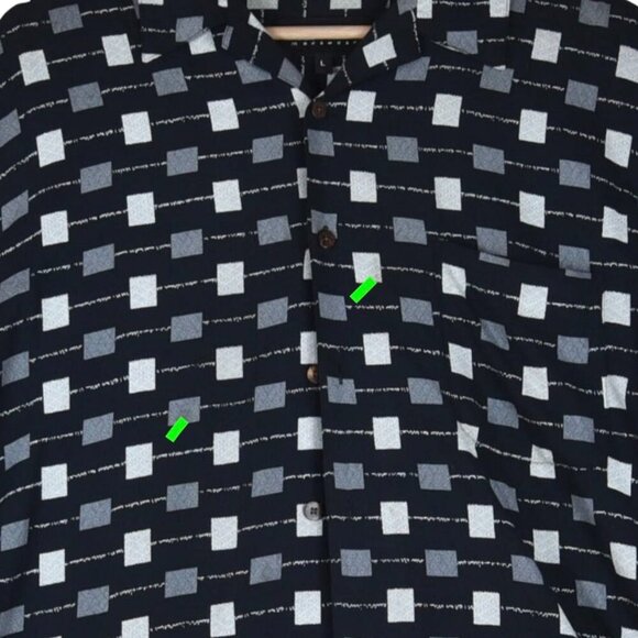 Vintage OP Ocean Pacific Flowy Geo Print Button Up Shirt Surf Faded Black Large - Picture 7 of 7